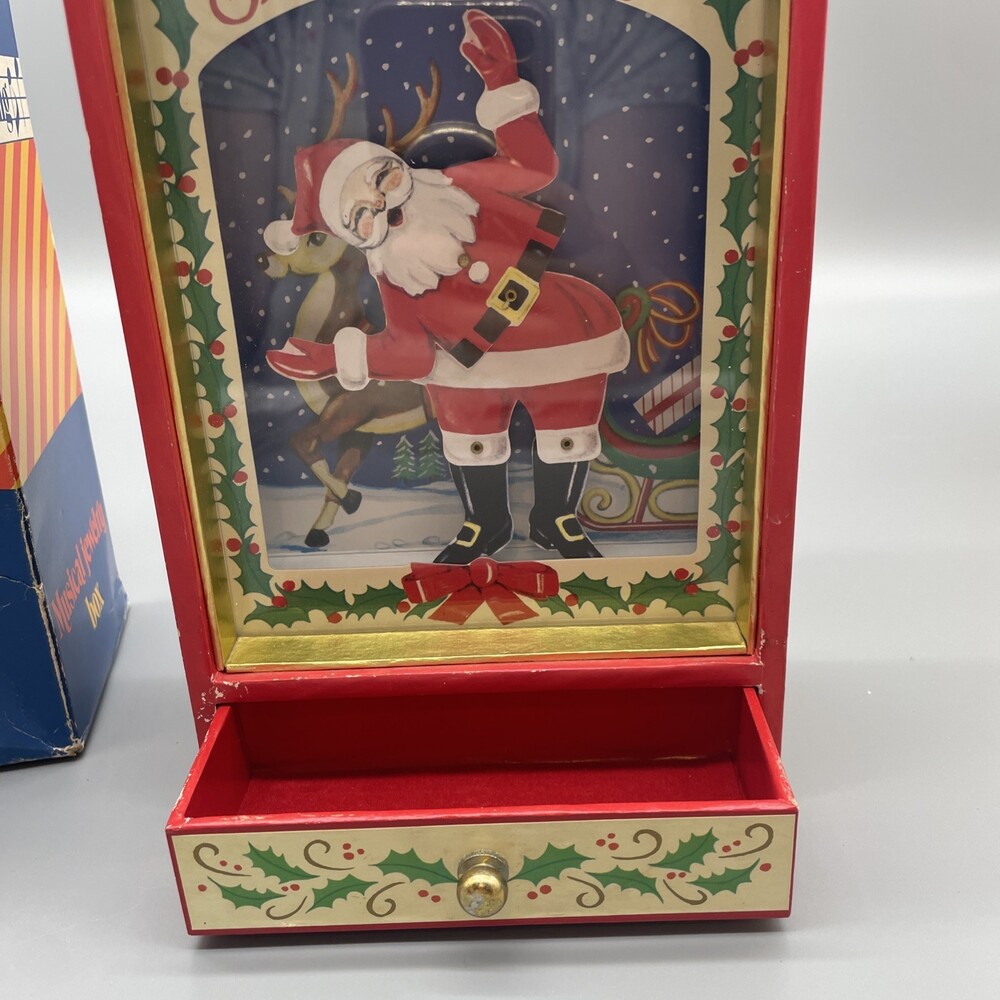 VINTAGE Otagiri DANCING SANTA & Reindeer - Jingle Bells MUSIC BOX 1979 - Picture 10 of 16